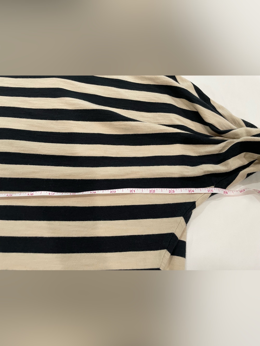Chaps Black and Cream Striped Boatneck 3/4 Sleeve Top - Picture 8 of 8